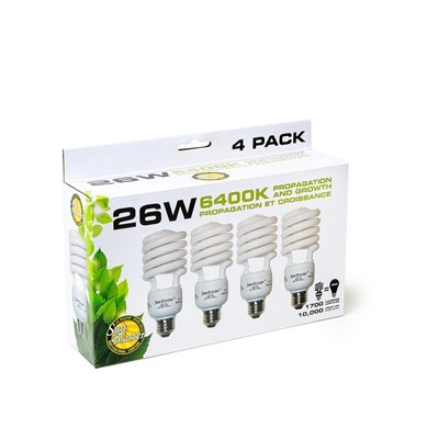 SUNBLASTER 26W CFL 6400K BULB 4PK #153 (6)