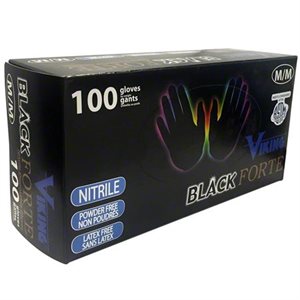 VIKING BLACK NITRILE GLOVES 5ML SMALL (100)